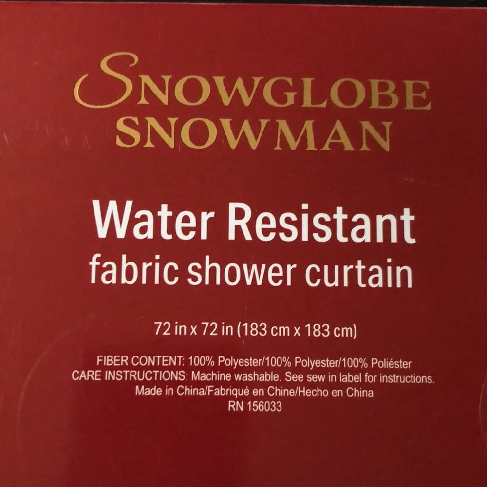 Snowglobe SNOWMAN Water Resistant Fabric Shower Curtain